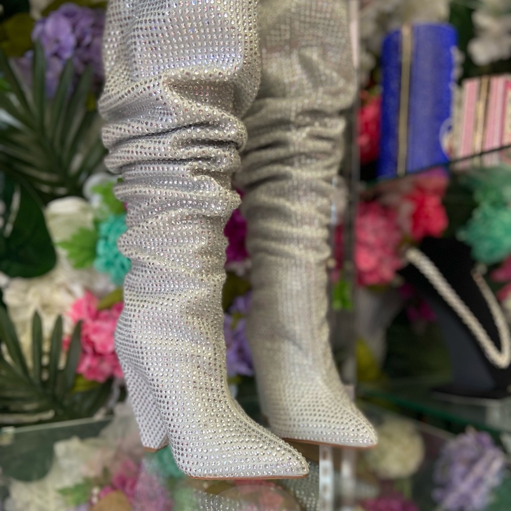 Rhinestone Slouch Boots